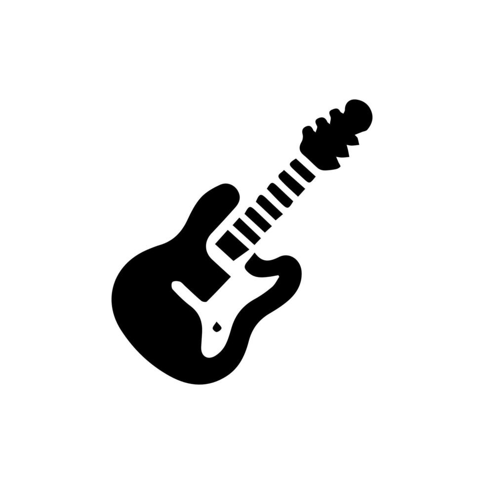Acoustic and electric guitar outline musical instruments Vector isolated silhouette guitare doodle