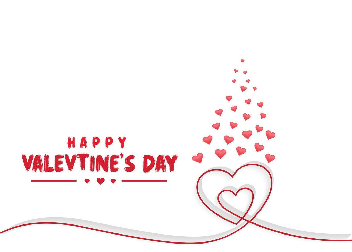 Valentine's day minimal line heart background with text space vector