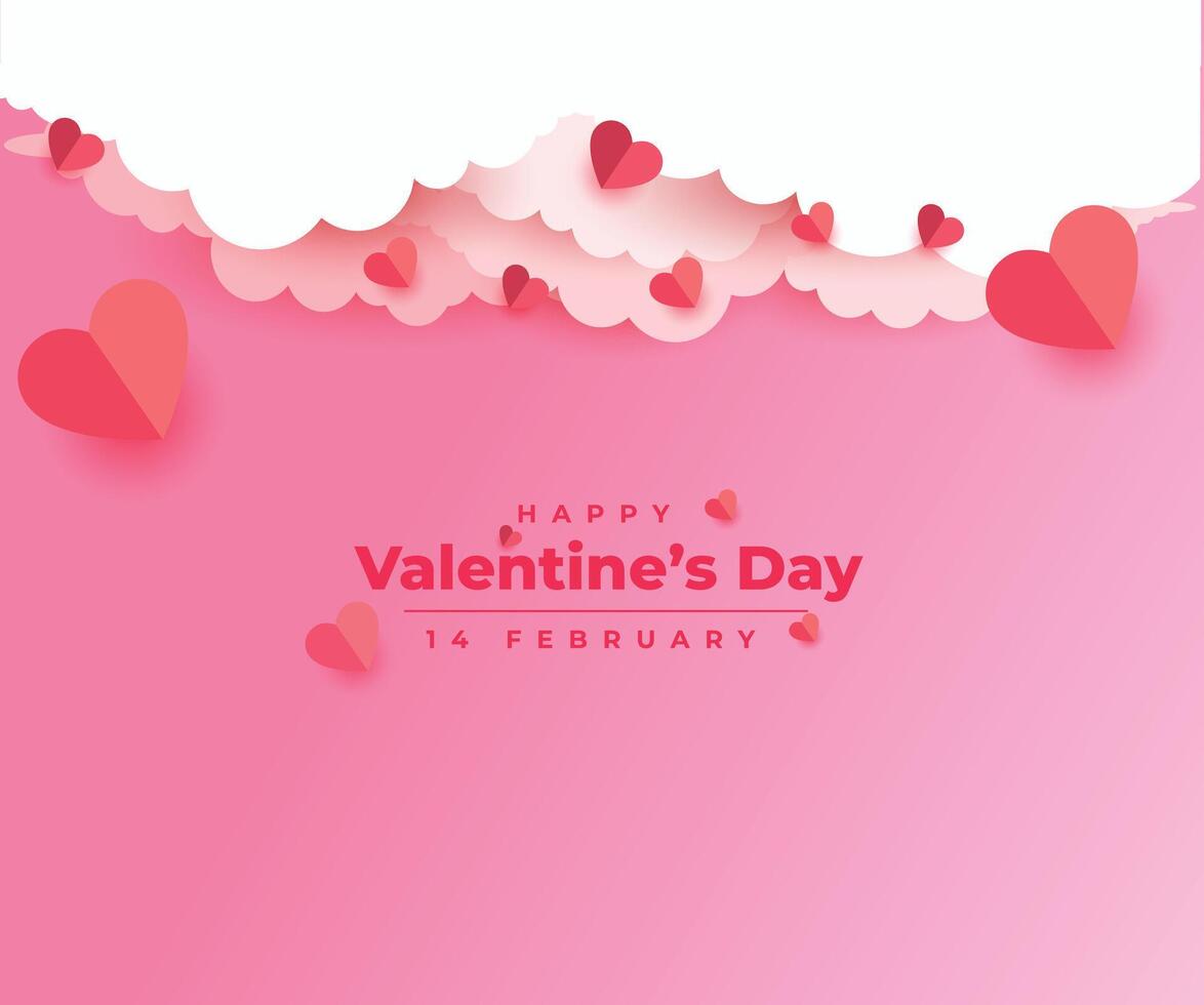 Happy valentines day concept card in paper cut style vector