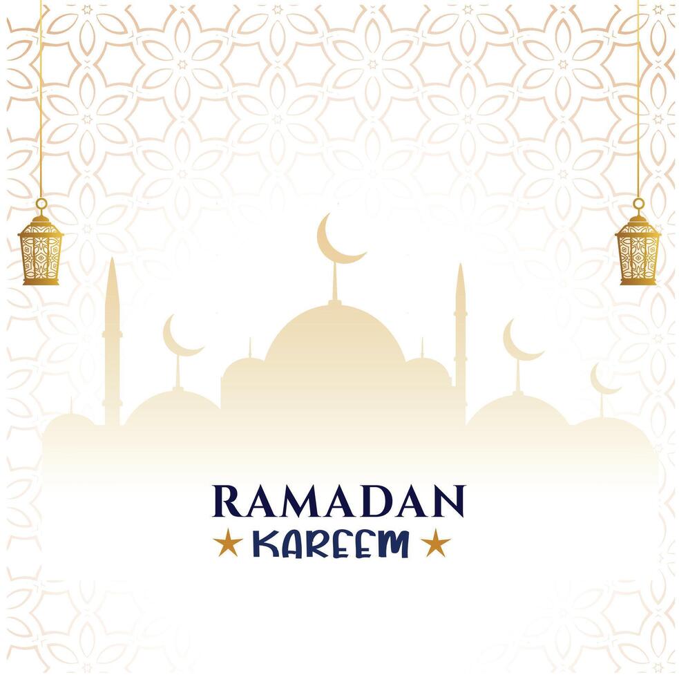 Ramadán kareem saludo diseño islámico línea mezquita Hazme con clásico modelo y linterna vector