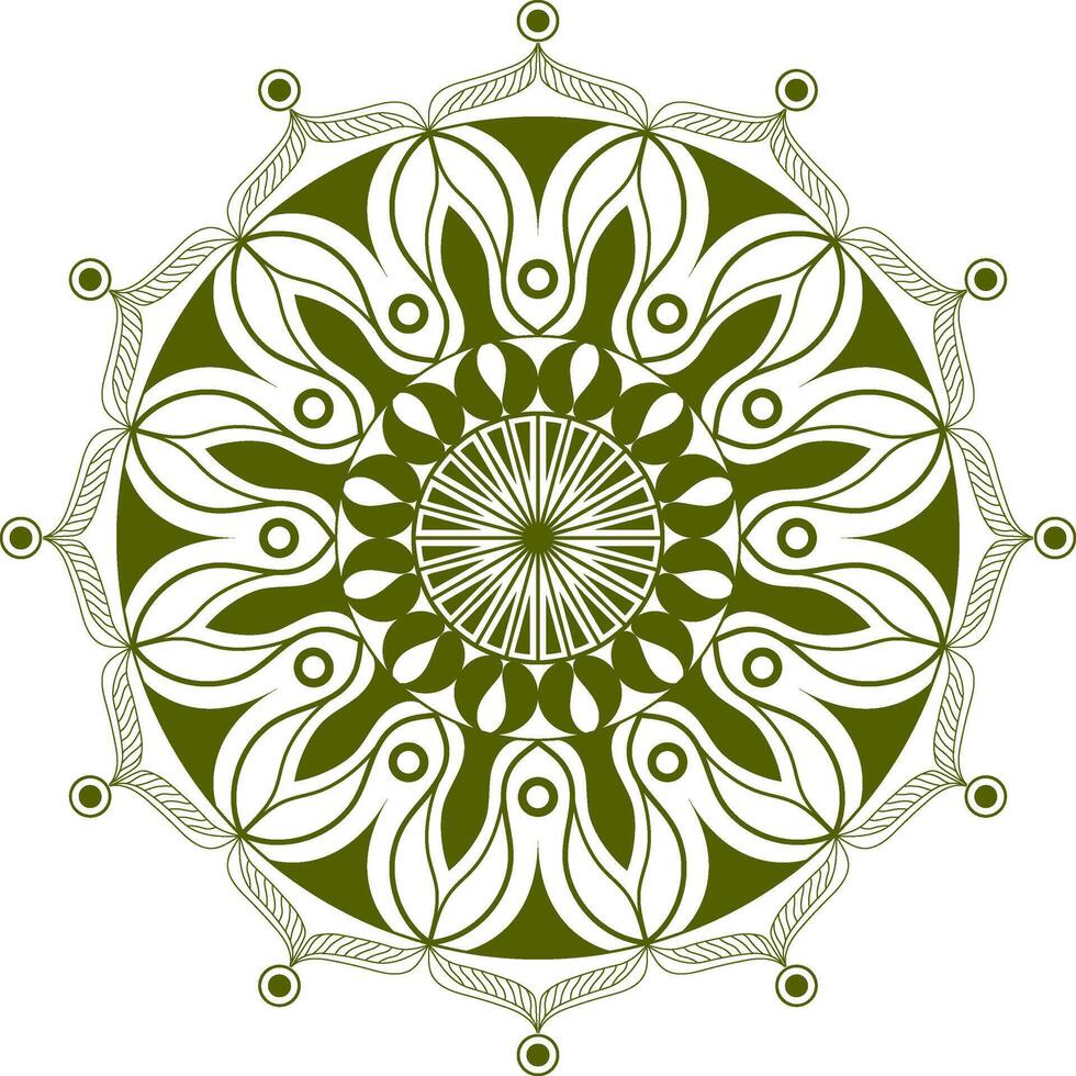 un circular mandala diseño con verde hojas en un blanco antecedentes vector