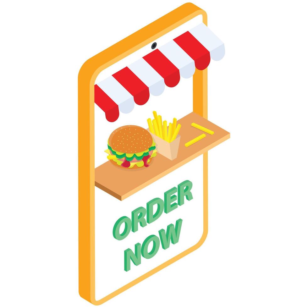Isometric Mobile Food Ordering vector