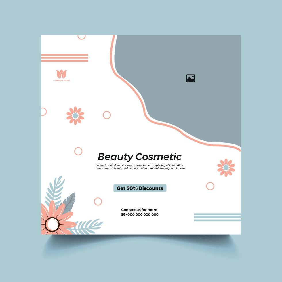 Creative beauty cosmetic social media template vector