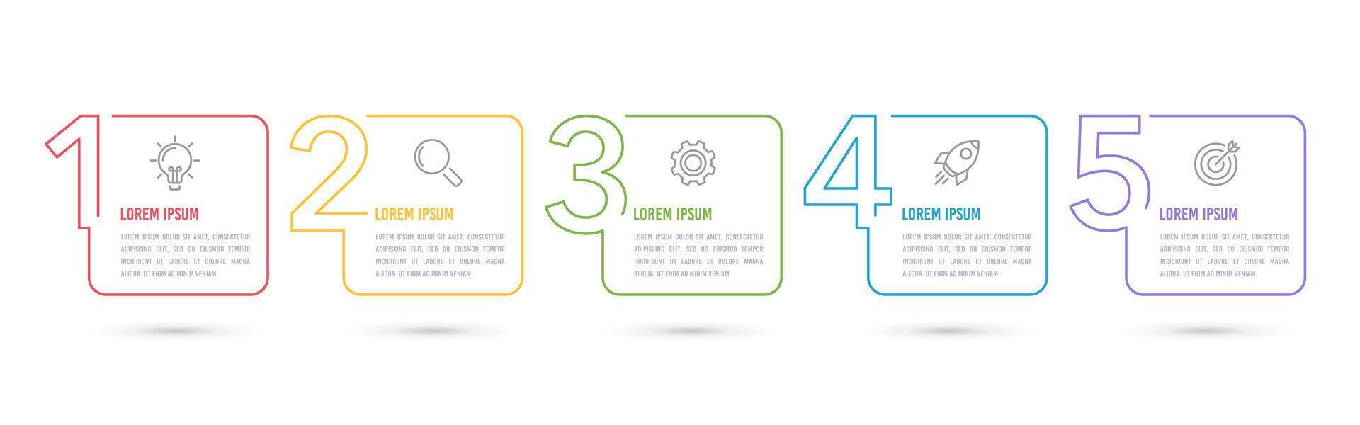 Business infographic template. Number 5 options with icons. Thin line design. Vector illustration.