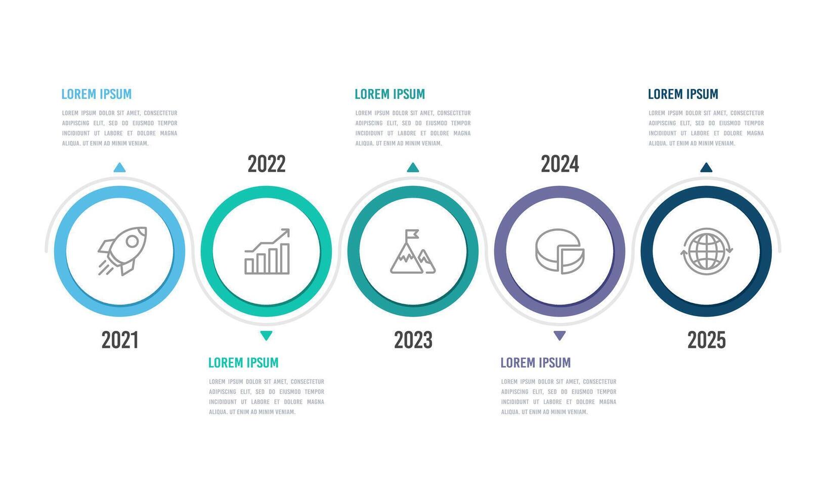 Business timeline template. Important business event infographics circle design. Vector illustration.