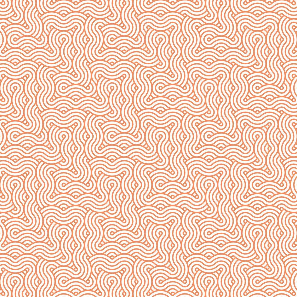 Orange abstract geometric japanese overlapping circles lines and waves pattern vector