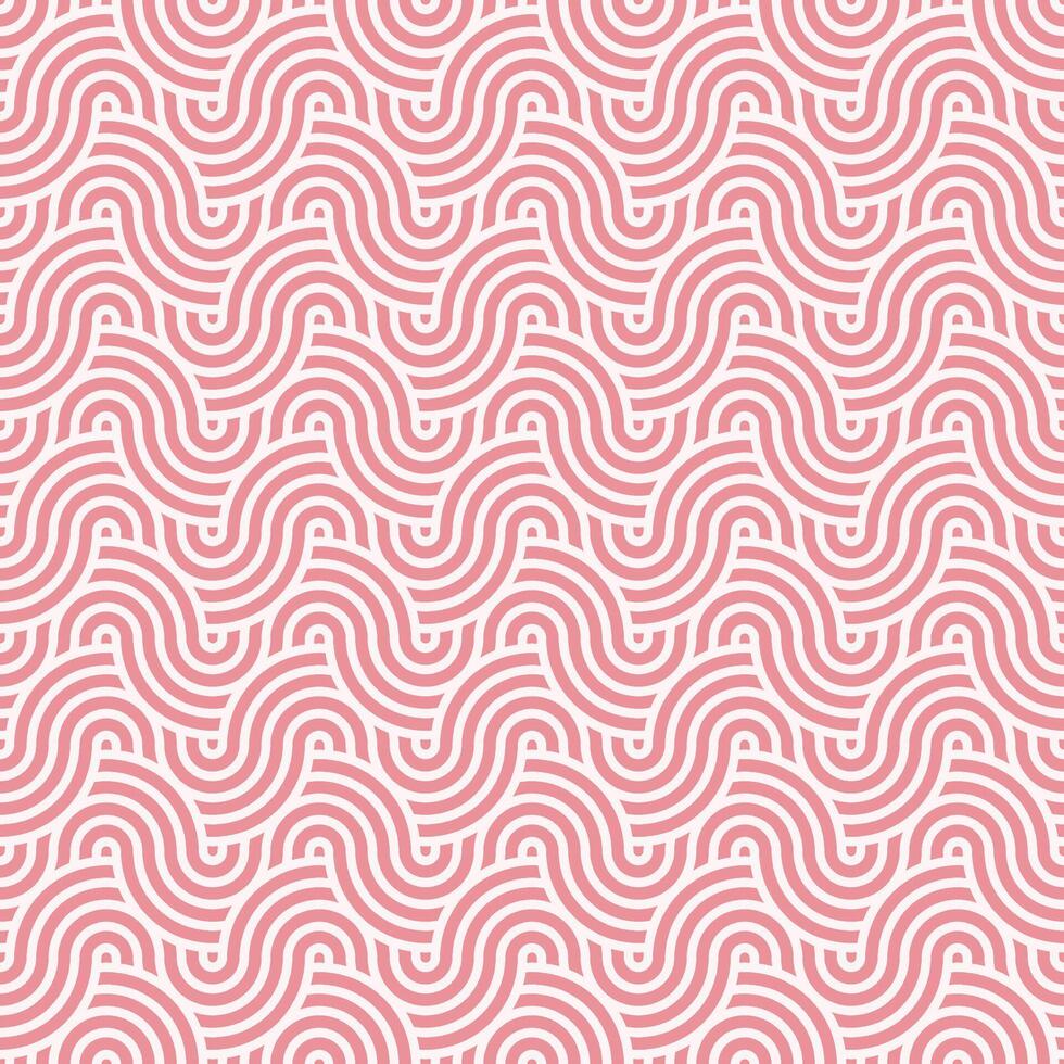 Seamless abstract pink geometric japanese circles lines and waves pattern vector