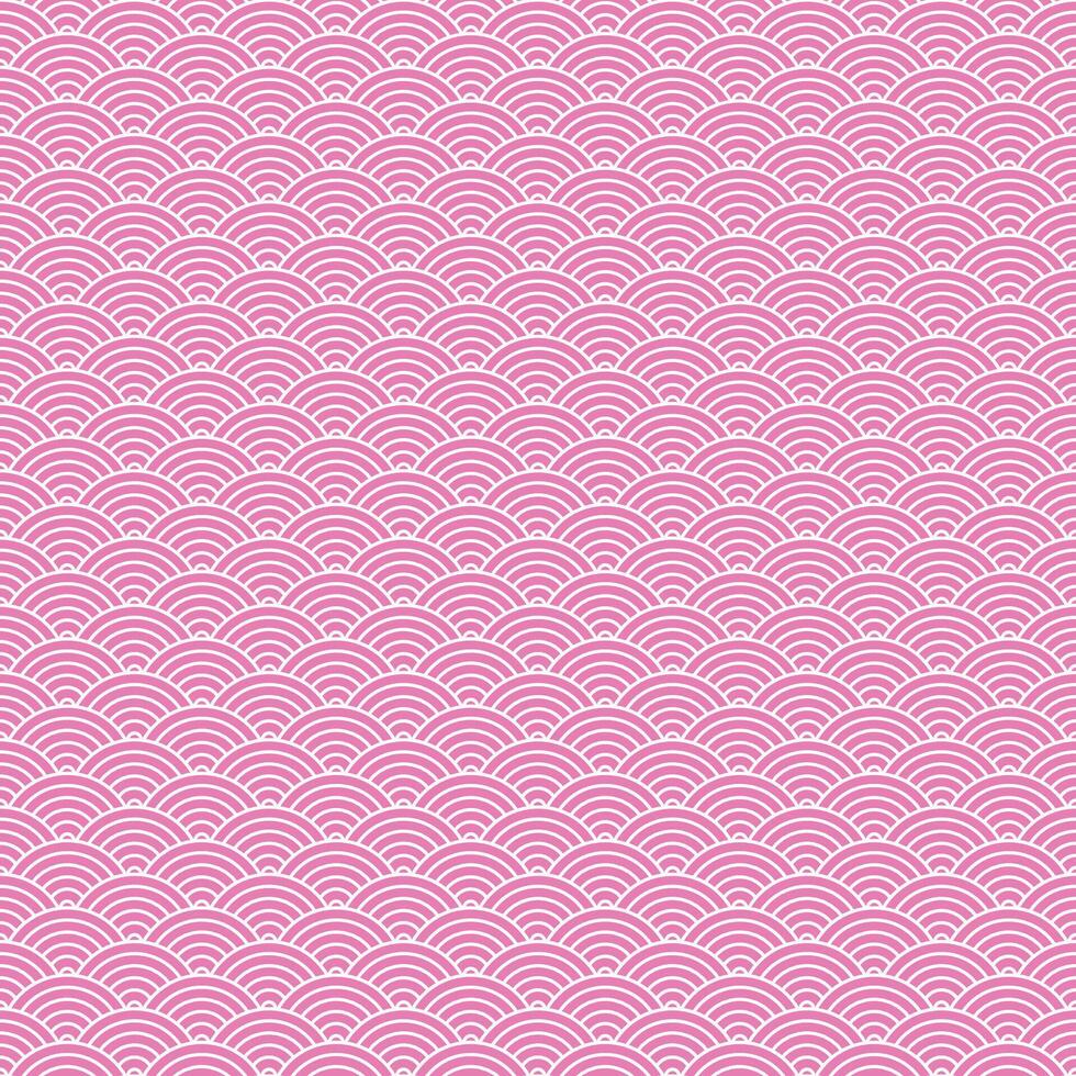 Pink seamless geometric japanese waves pattern Seigaiha-mon vector