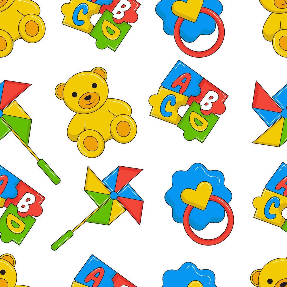 Vector seamless pattren on the topic of Baby Toy . Design for wallpapers, paper, texture, textile or fabric.