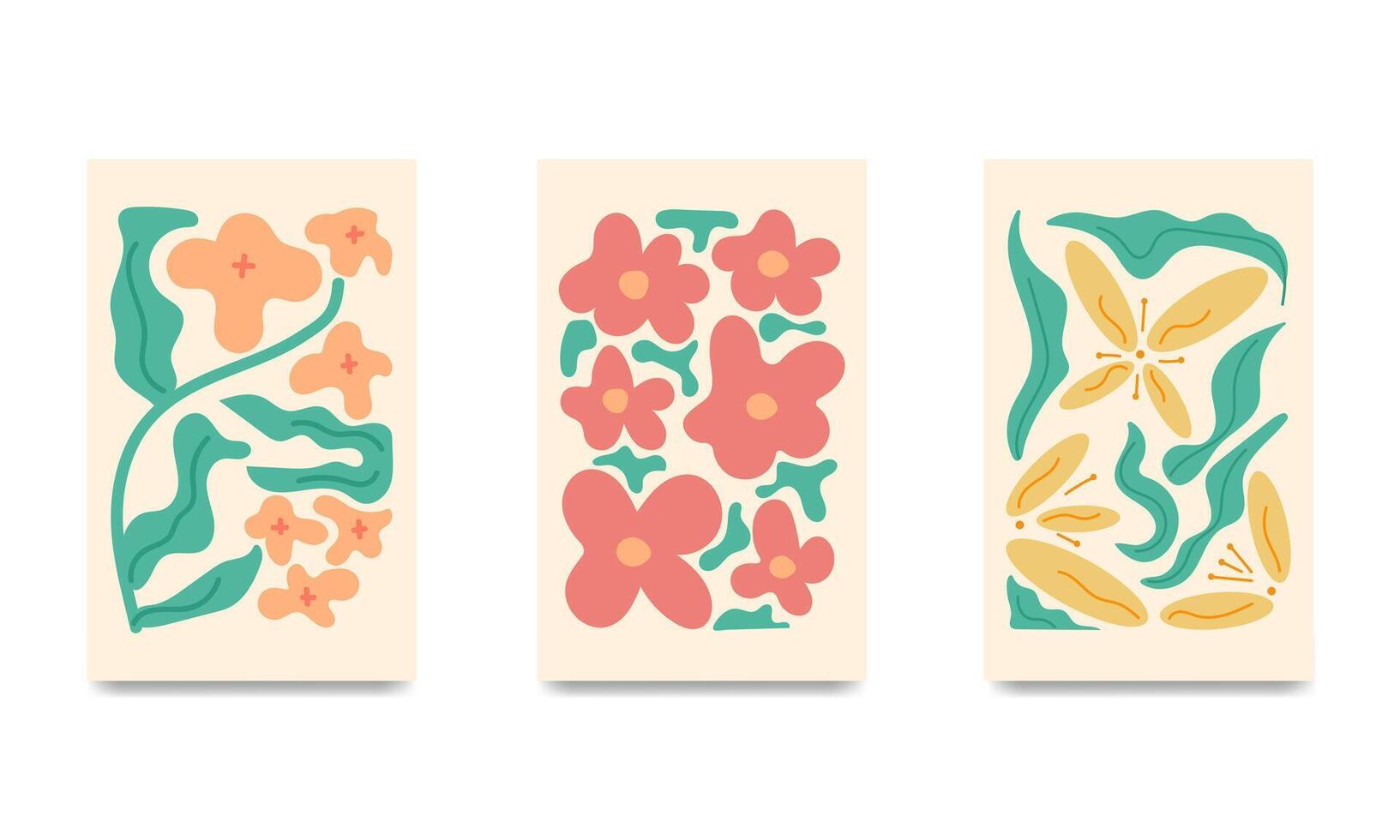 conjunto de retro maravilloso flor carteles a impresión. vector ilustración