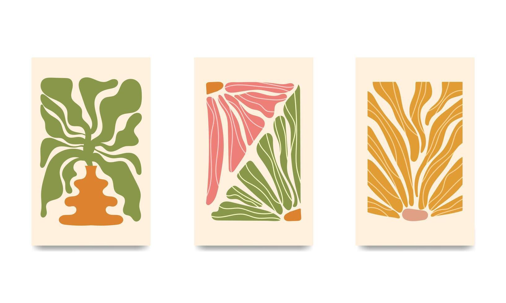 Set of Retro Groovy flower Posters to print. vector illustration