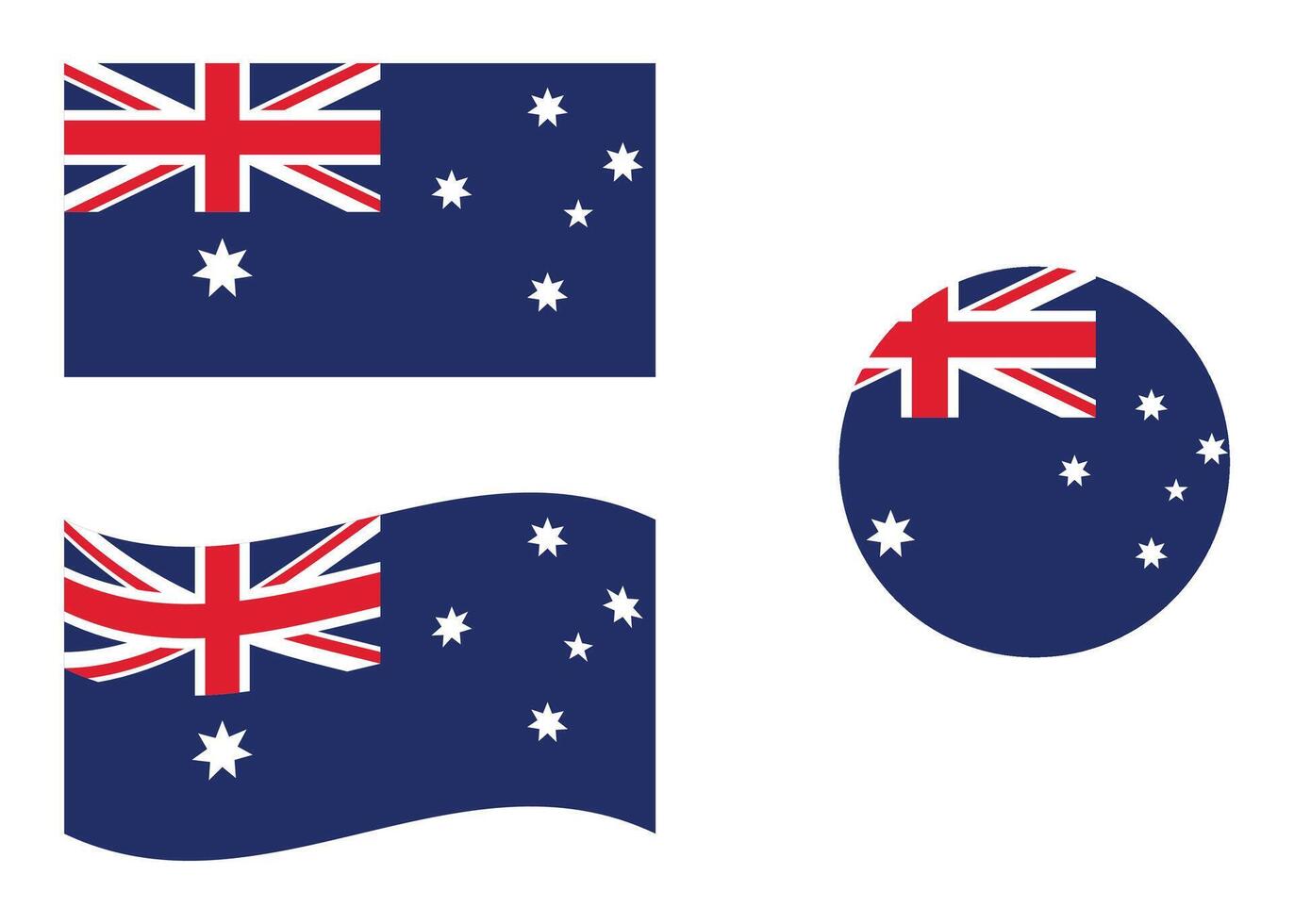 Flag of Australia. Australia flag in circle shape. Country flag variations vector