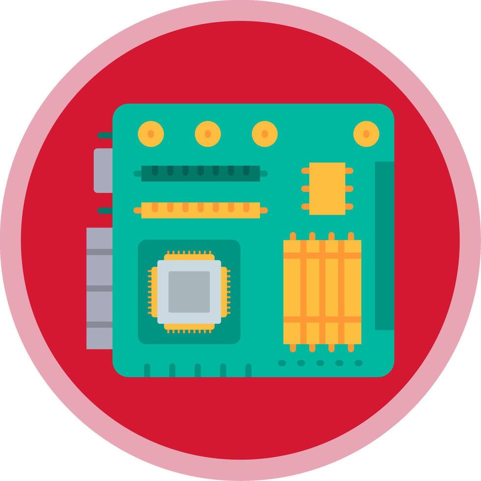 Motherboard Flat Multi Circle Icon vector