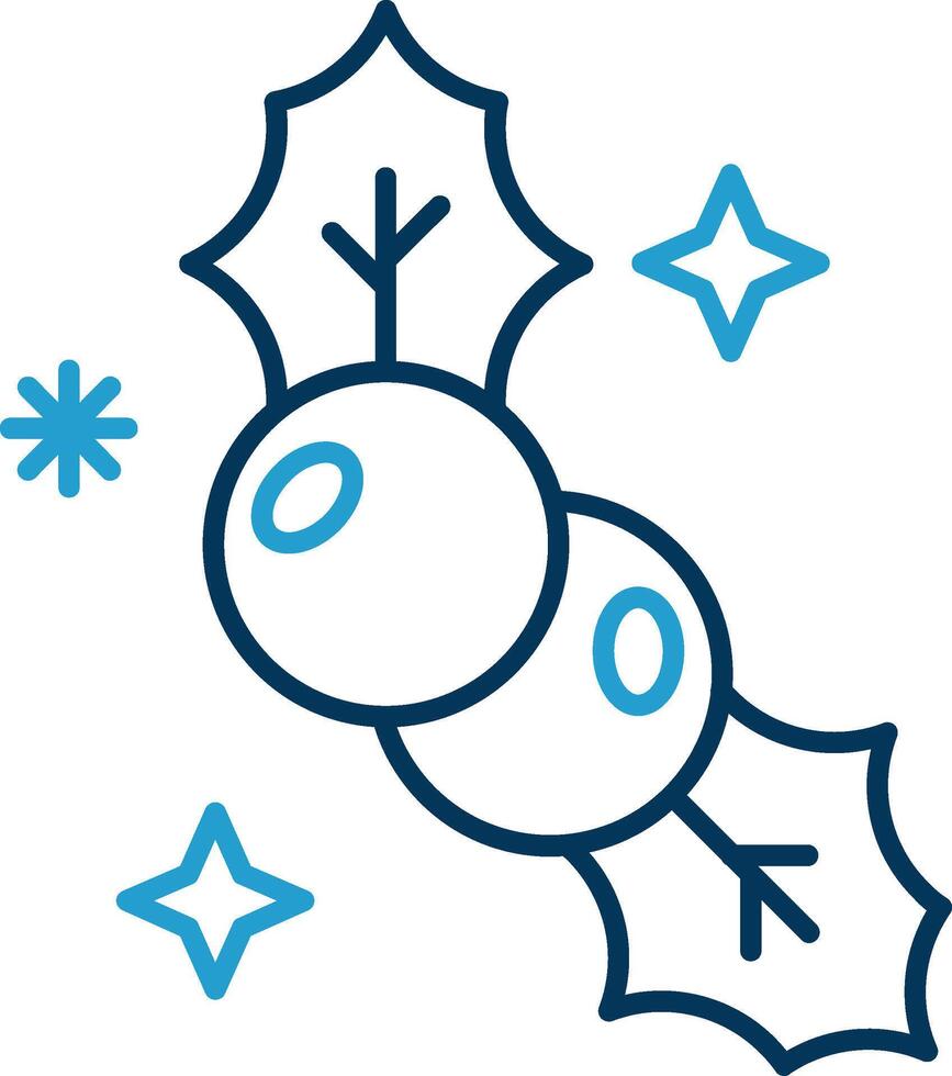 Mistletoe Line Blue Two Color Icon vector