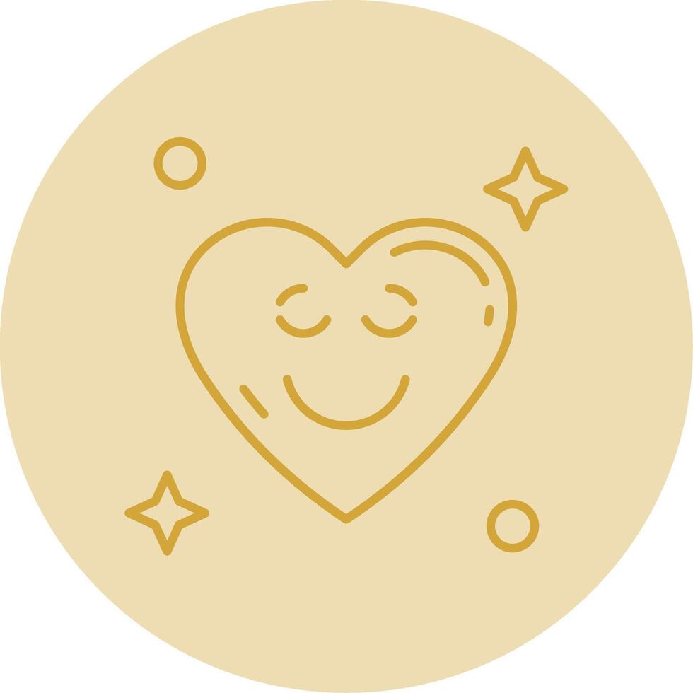 Relieved Line Yellow Circle Icon vector