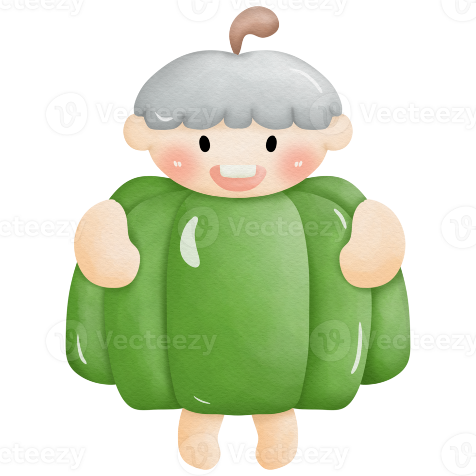 Mascot watercolor fruit and vegetable so cute png