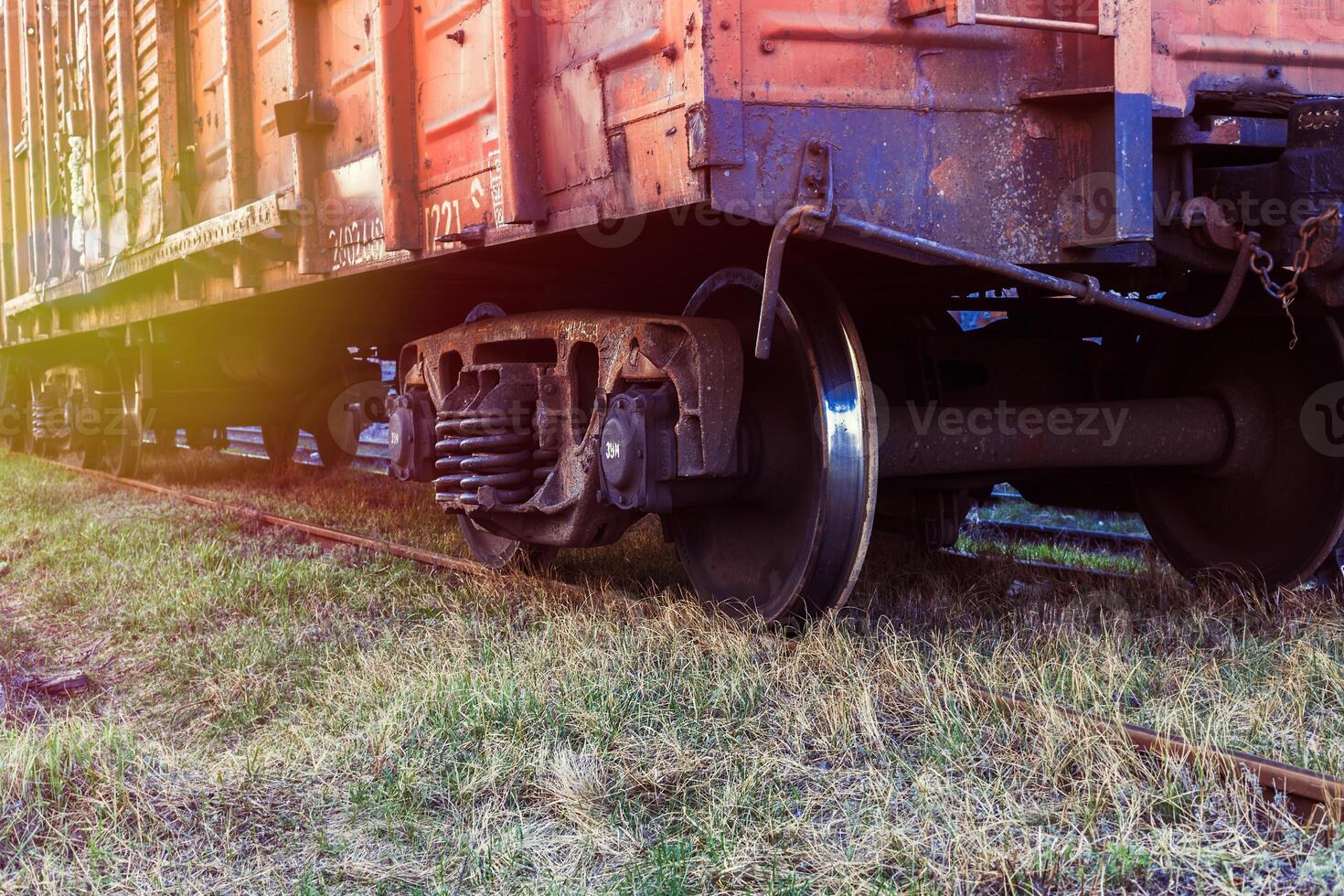 Rail freight car close-up photo
