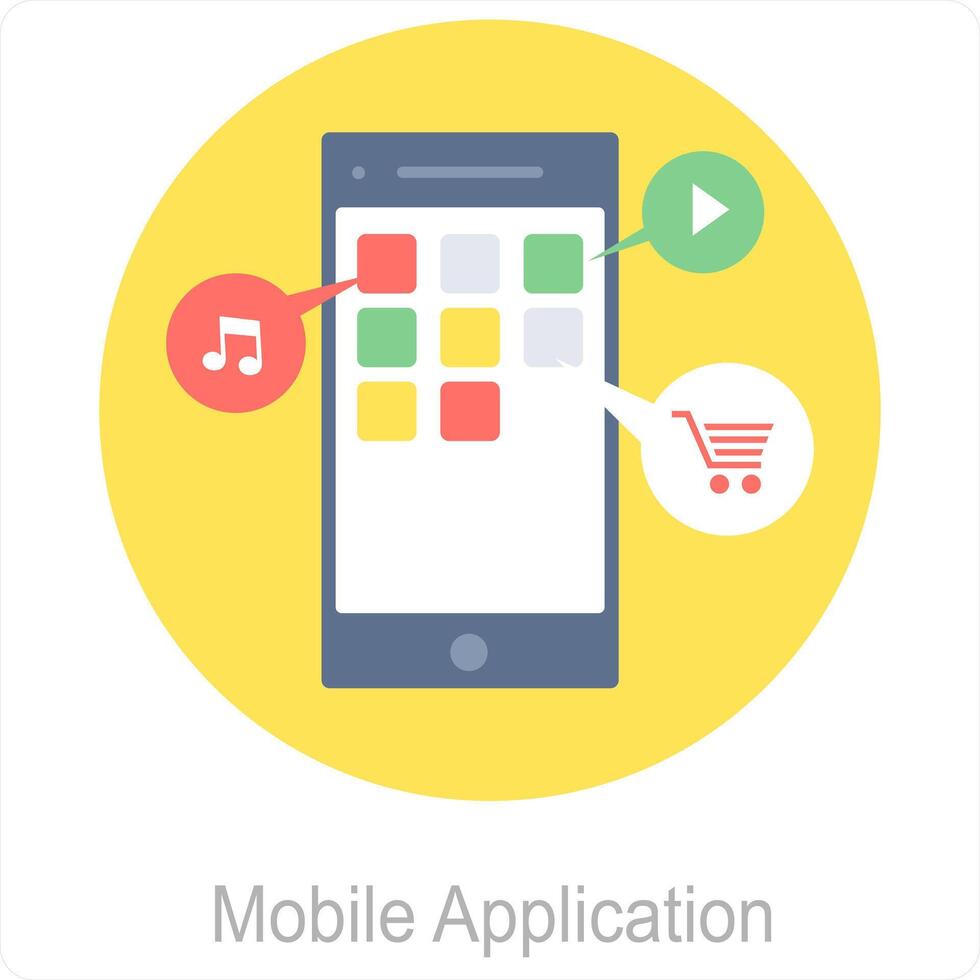 Mobile Application and mobile icon concept vector