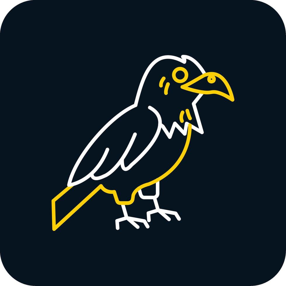 Raven Line Yellow White Icon vector