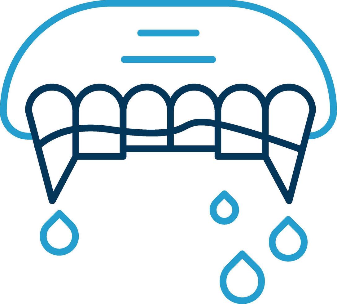 dientes línea azul dos color icono vector