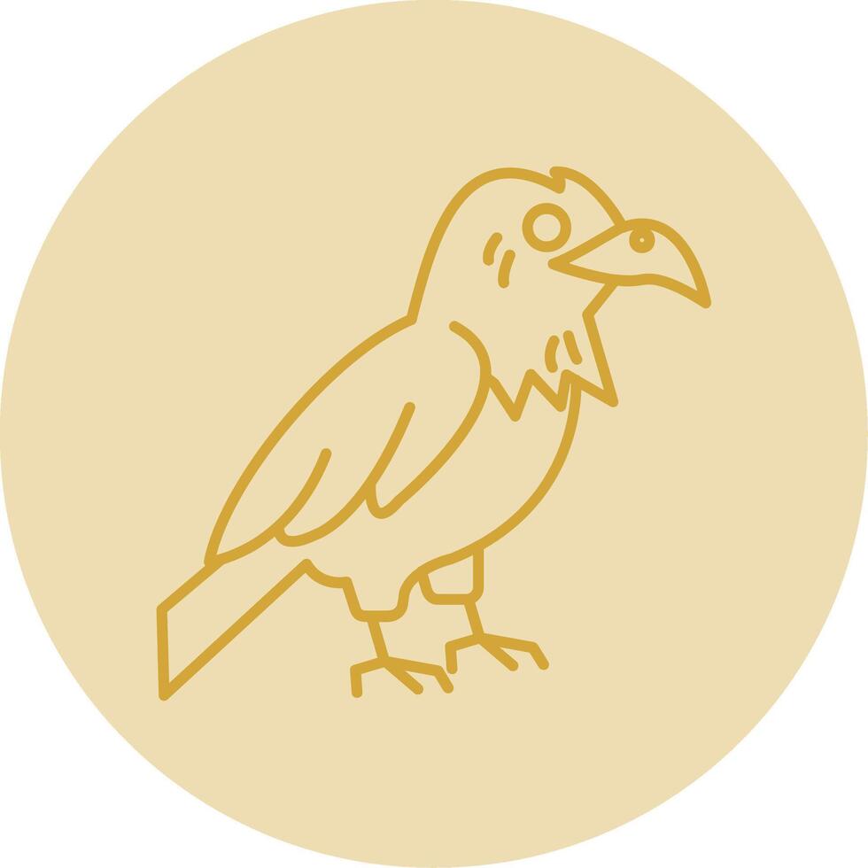 Raven Line Yellow Circle Icon vector