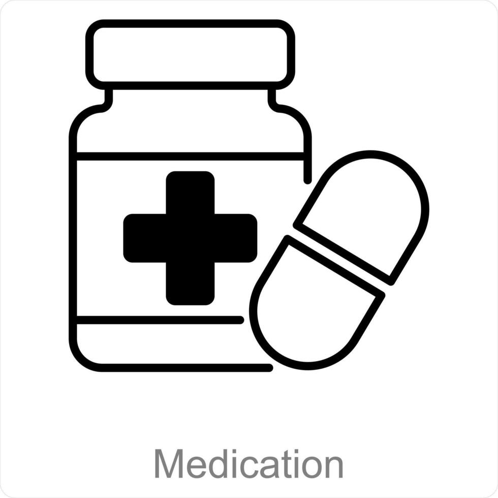 medicación y pastillas icono concepto vector