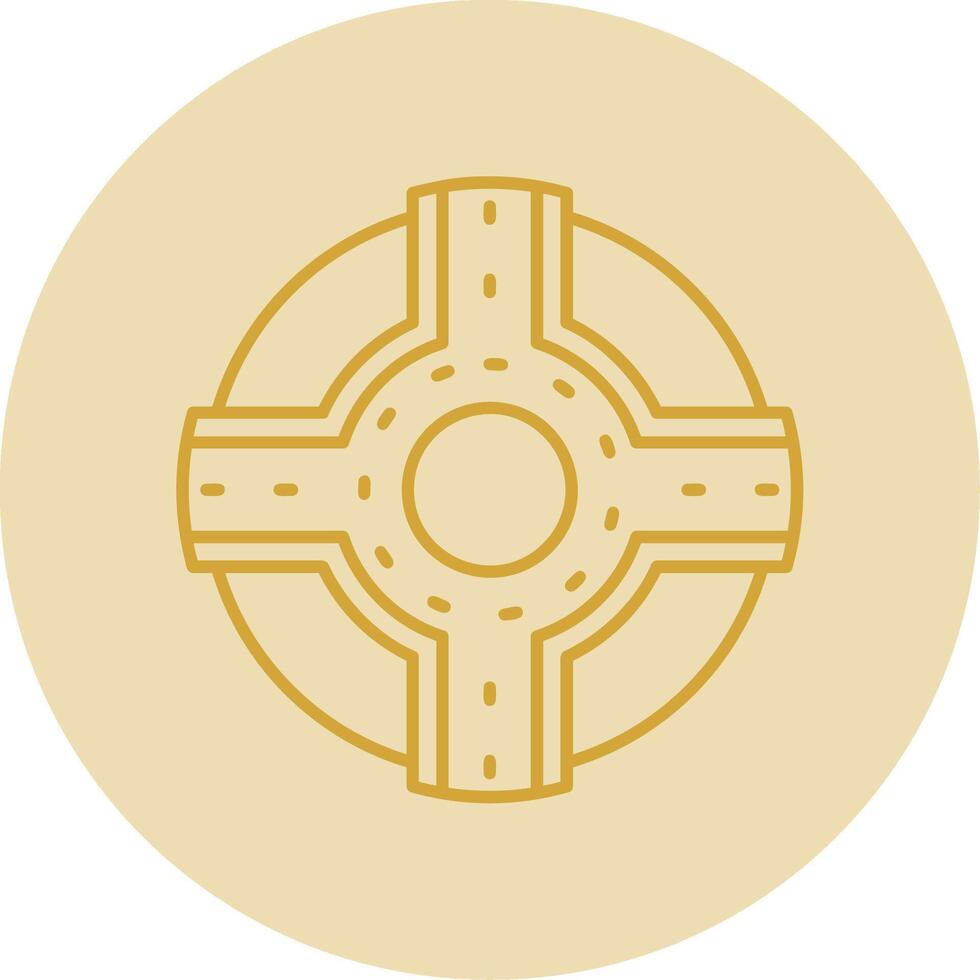 Roundabout Line Yellow Circle Icon vector