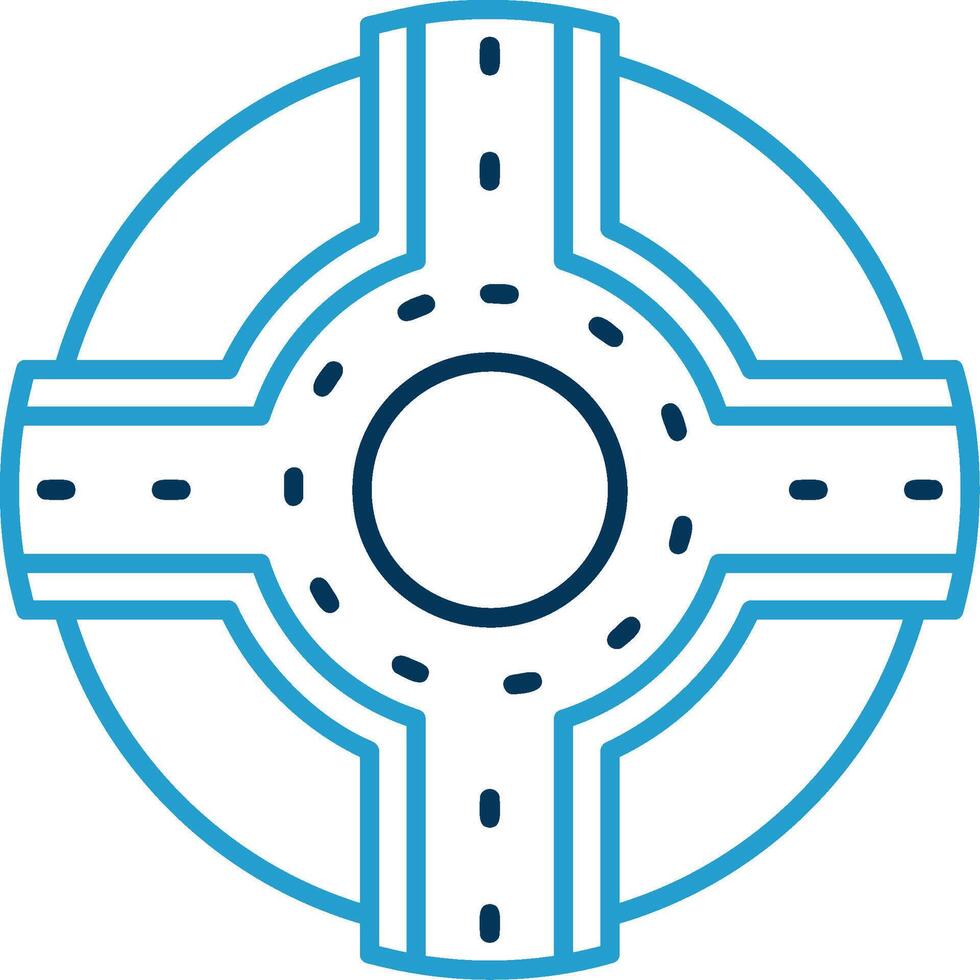 Roundabout Line Blue Two Color Icon vector