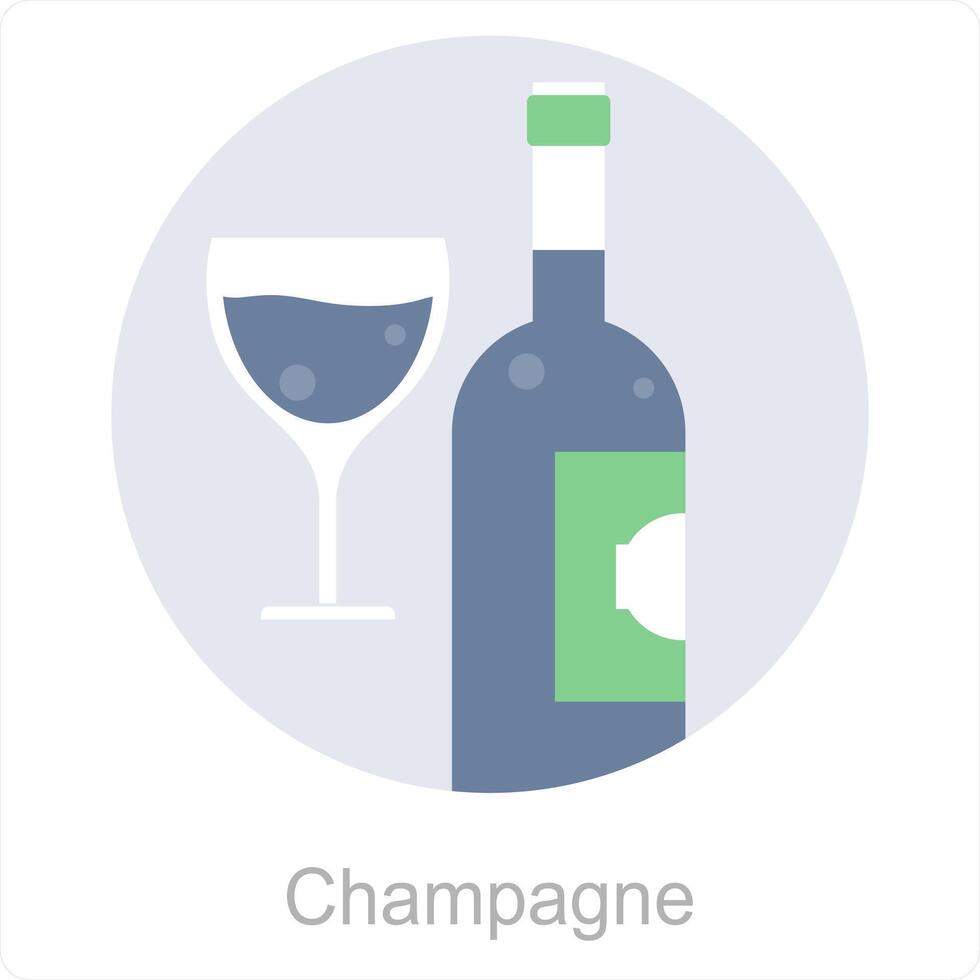 champán y bebida icono concepto vector