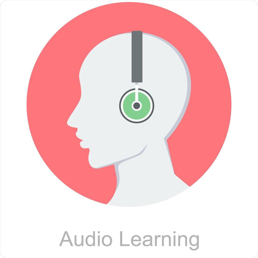 audio aprendizaje y escucha icono concepto vector