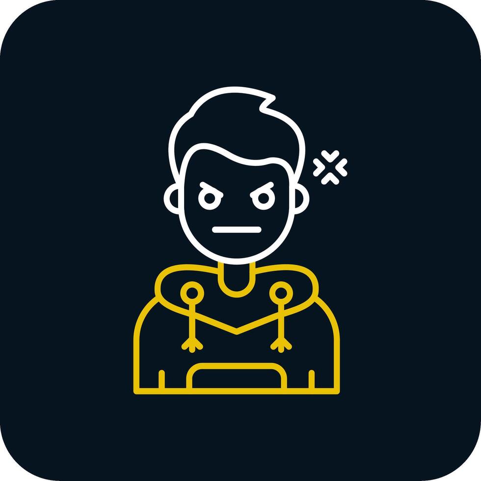 Angry Line Yellow White Icon vector