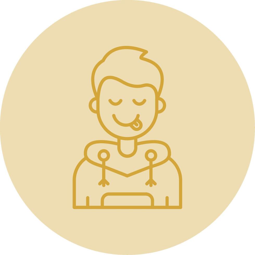 Tongue Line Yellow Circle Icon vector