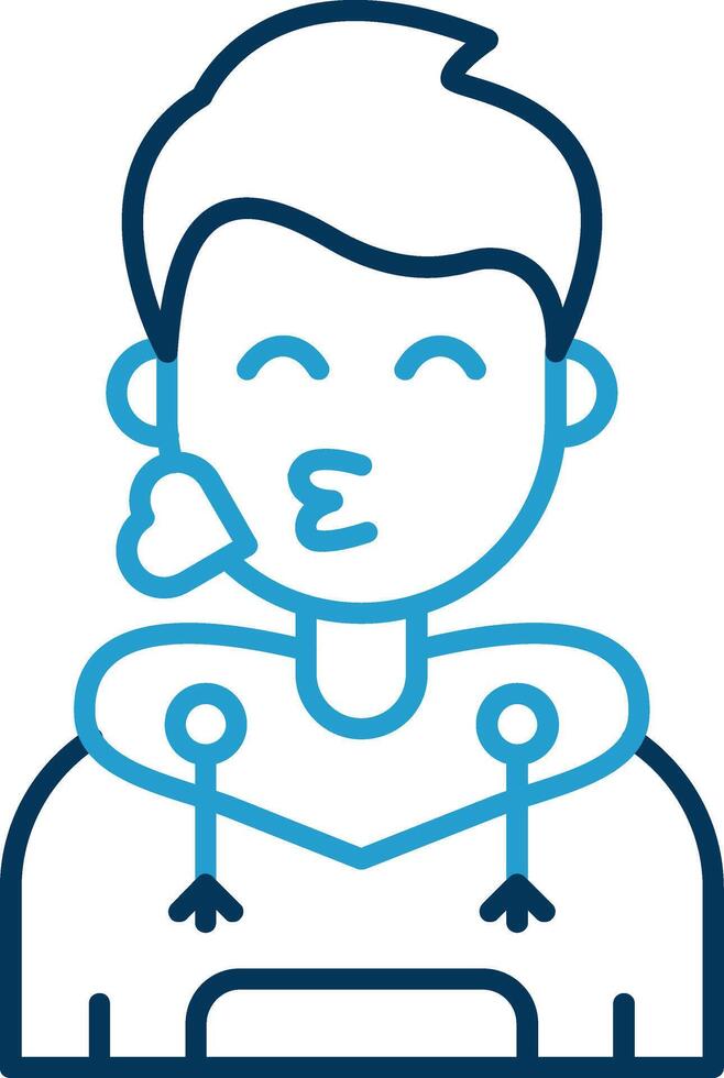 Kiss Line Blue Two Color Icon vector