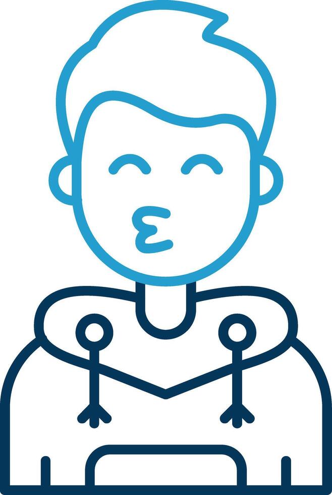 Kiss Line Blue Two Color Icon vector