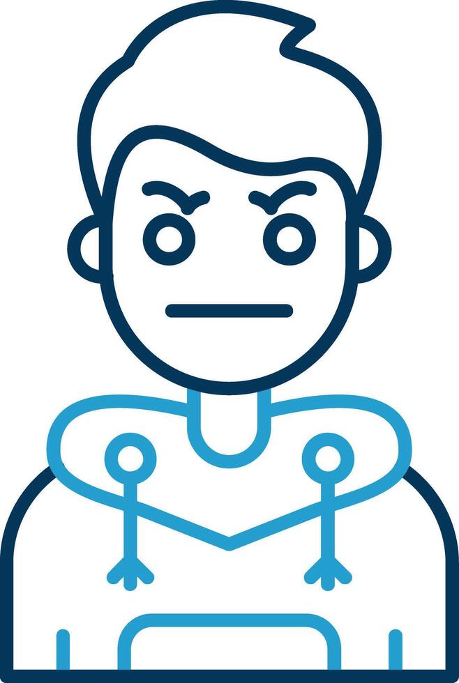 Angry Line Blue Two Color Icon vector