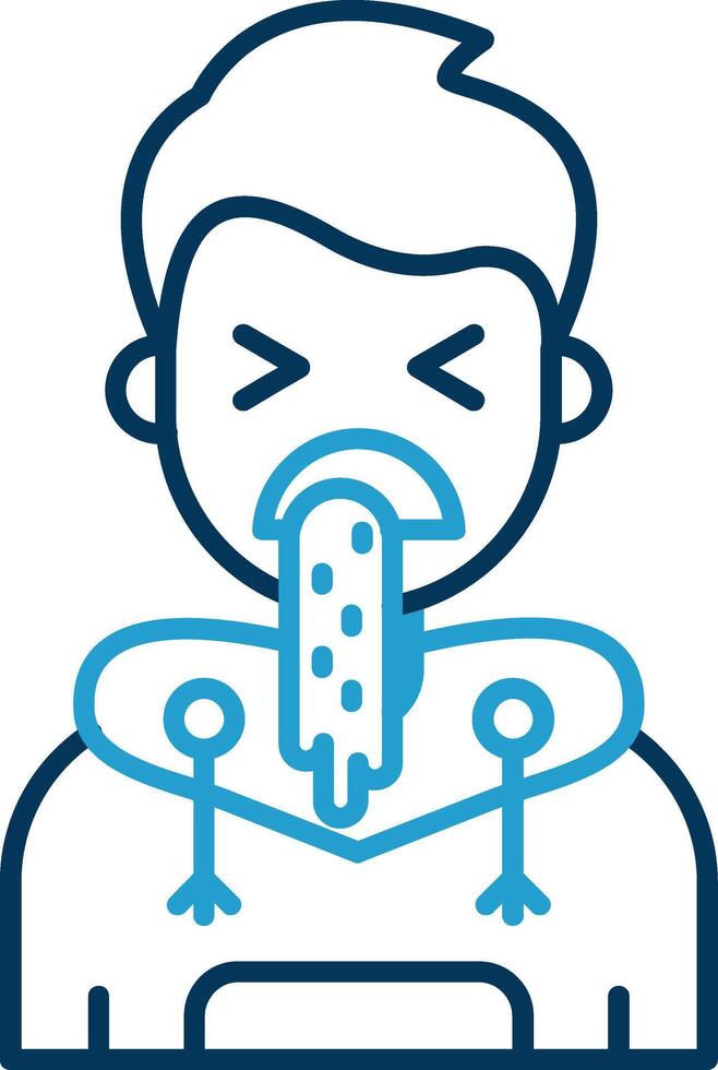 Vomit Line Blue Two Color Icon vector