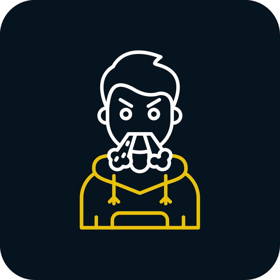 Angry Line Yellow White Icon vector