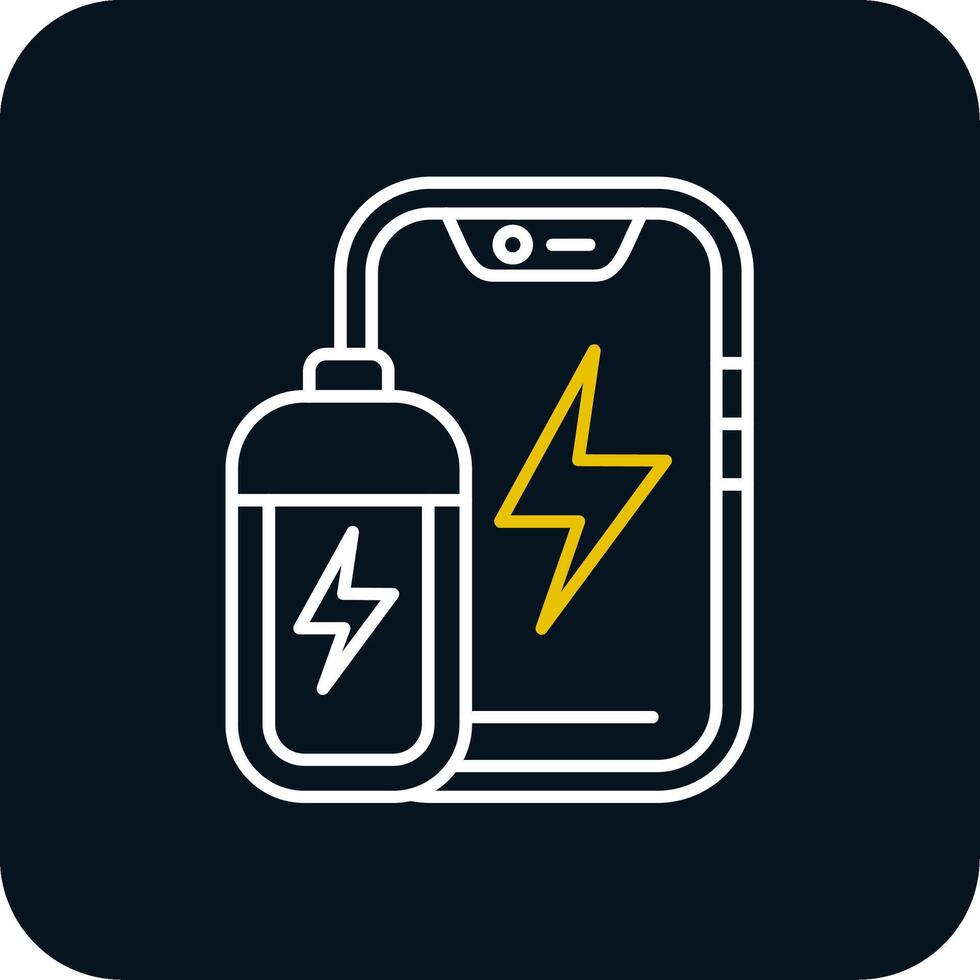 Battery Line Yellow White Icon vector
