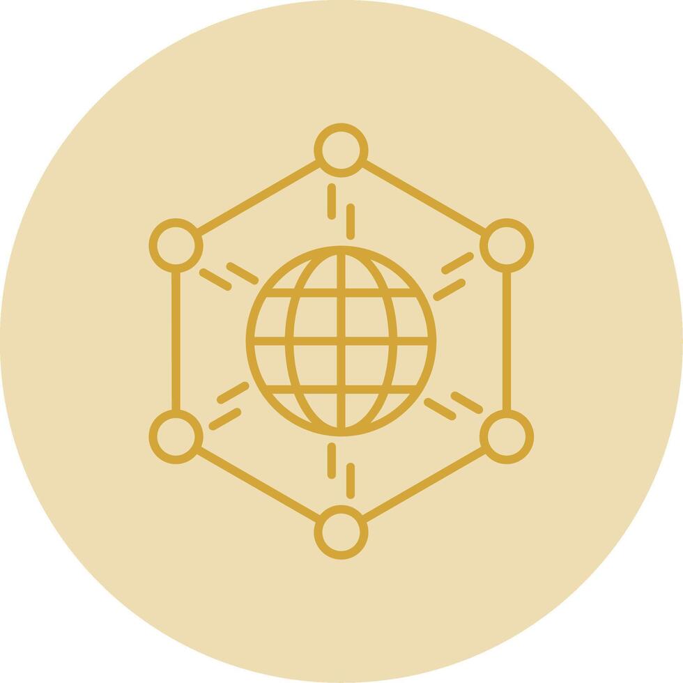 Network Line Yellow Circle Icon vector