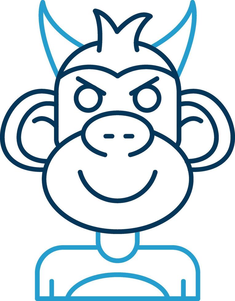 Demon Line Blue Two Color Icon vector