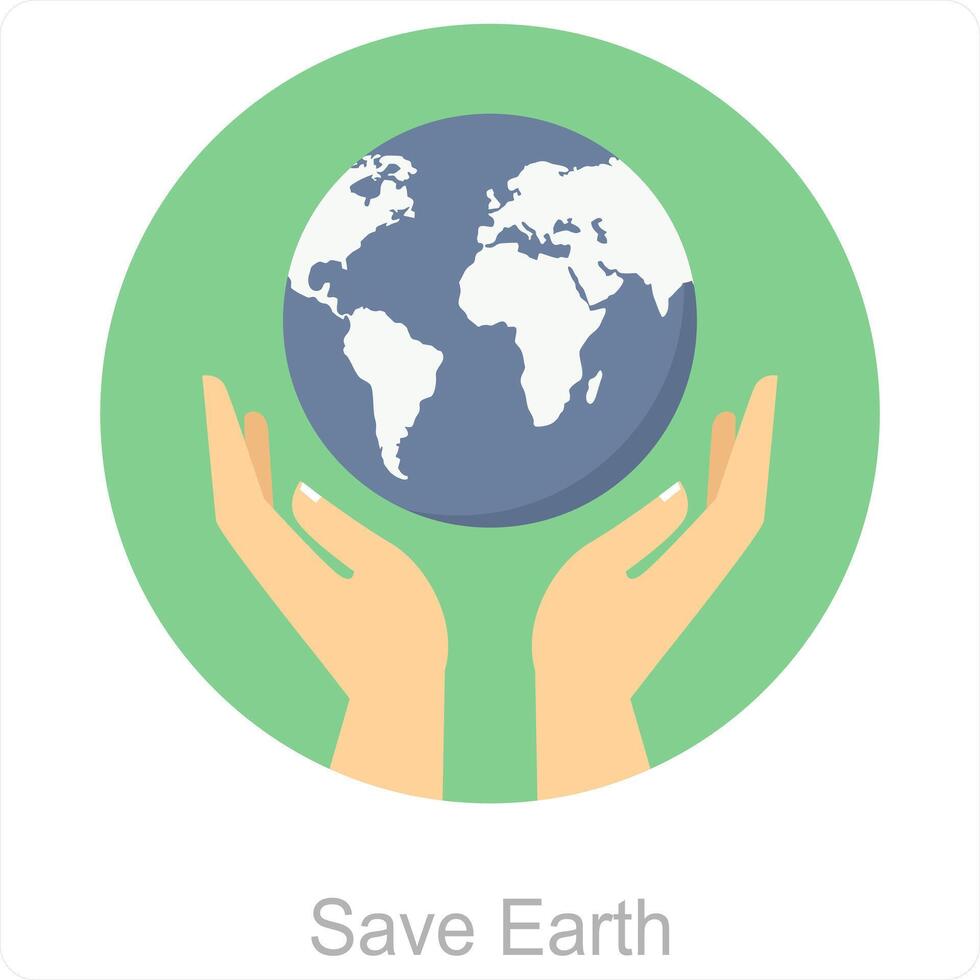 Save Earth and earth icon concept vector