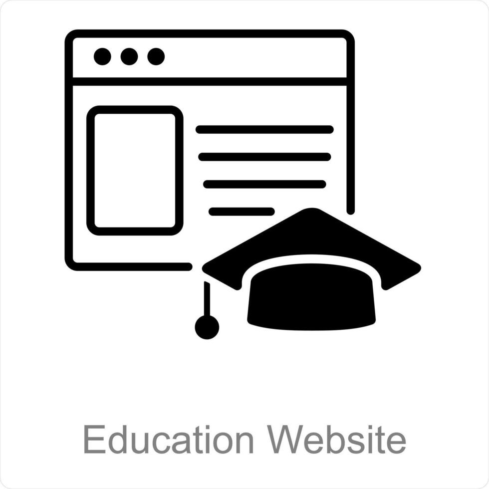 Education Website and laptop icon concept vector