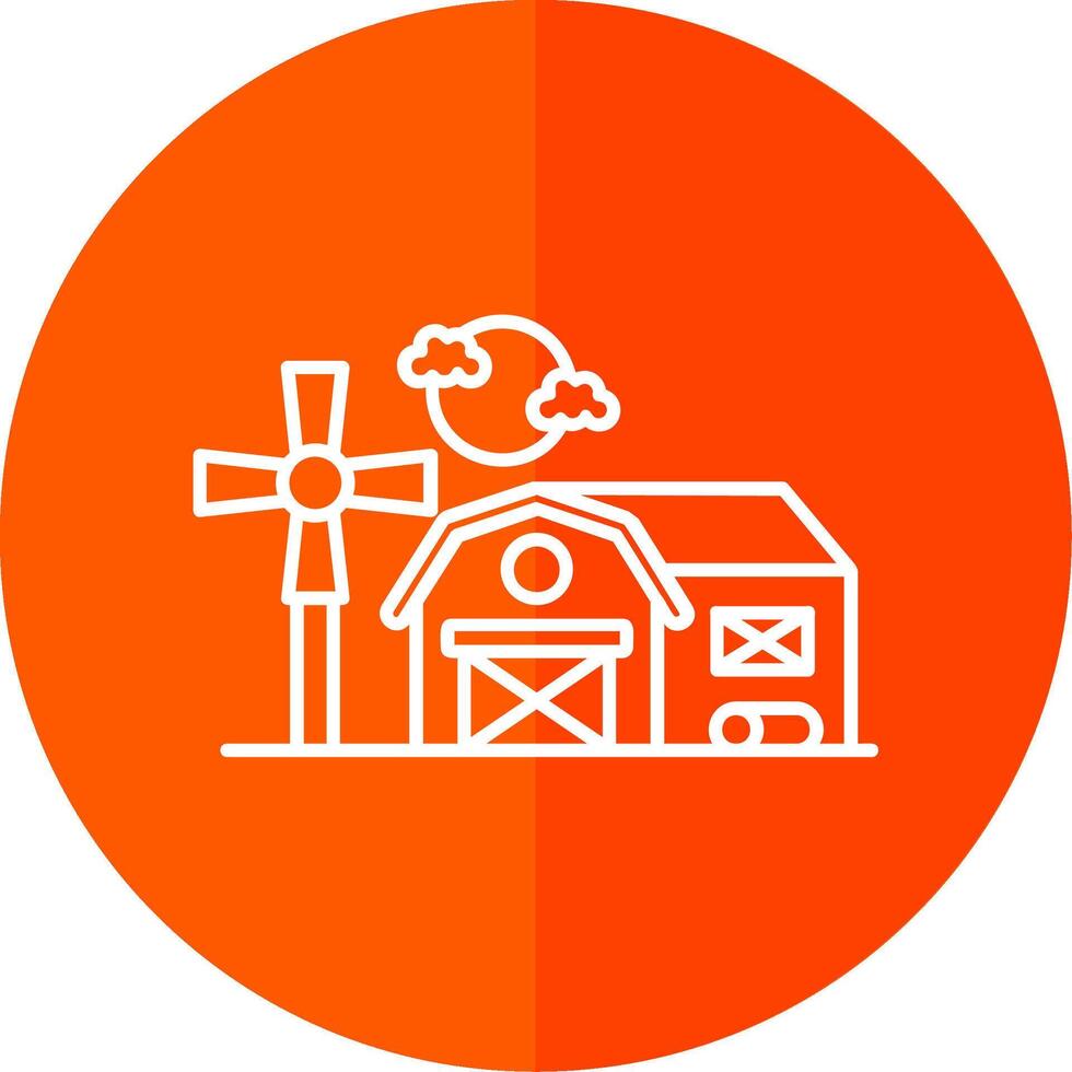 Barn Line Red Circle Icon vector