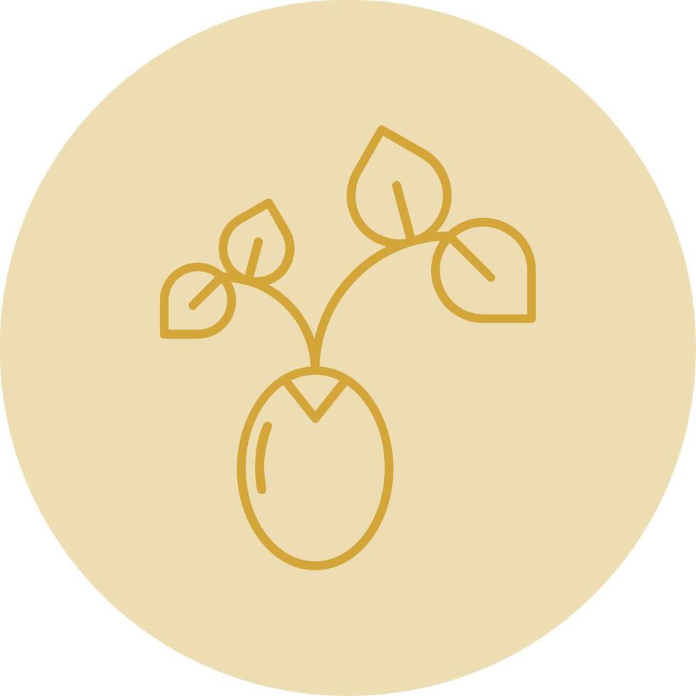 Sprout Line Yellow Circle Icon vector