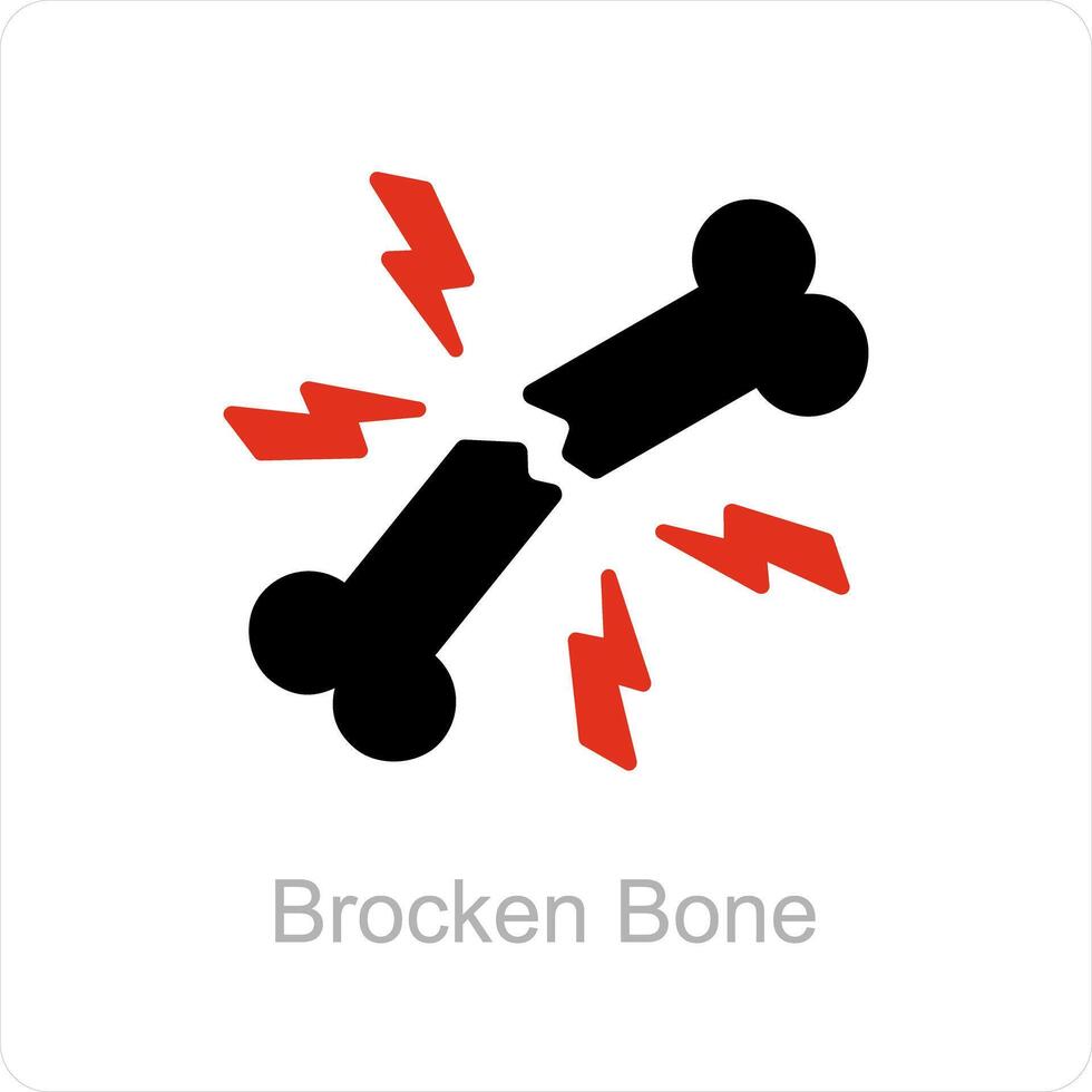 broken bone and bone icon concept vector