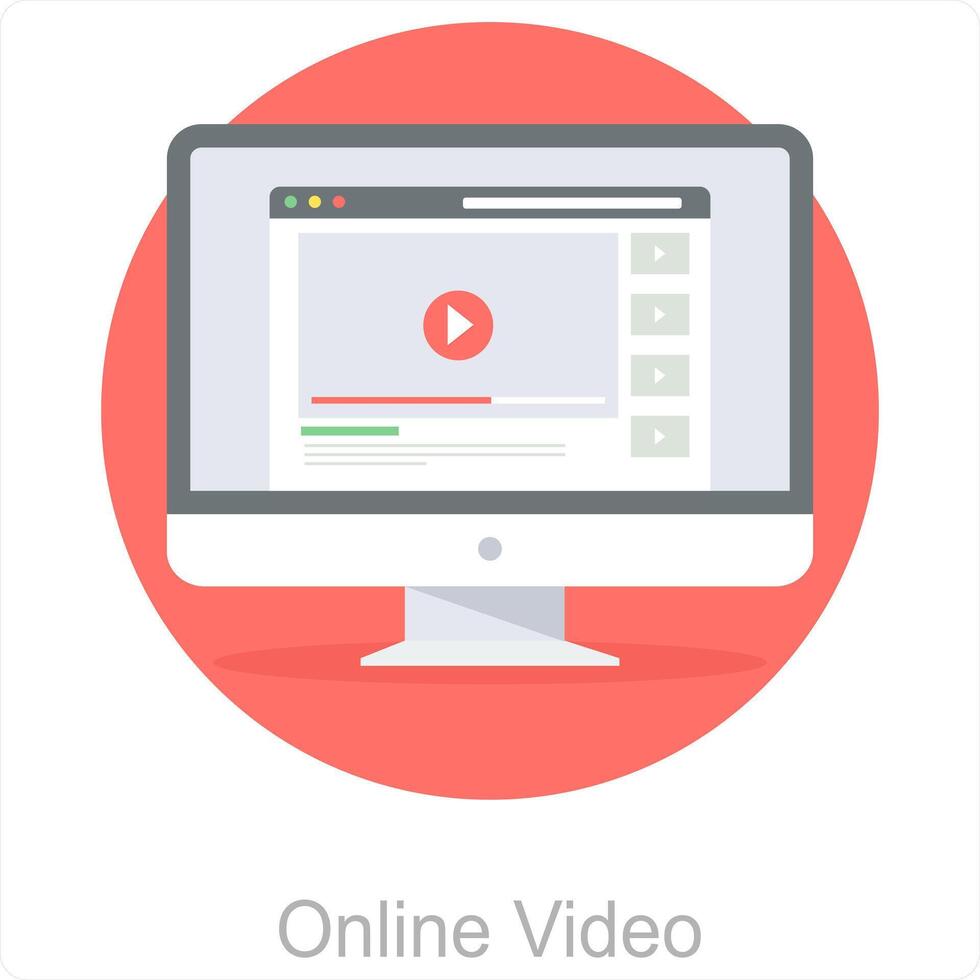 en línea vídeo y en línea icono concepto vector