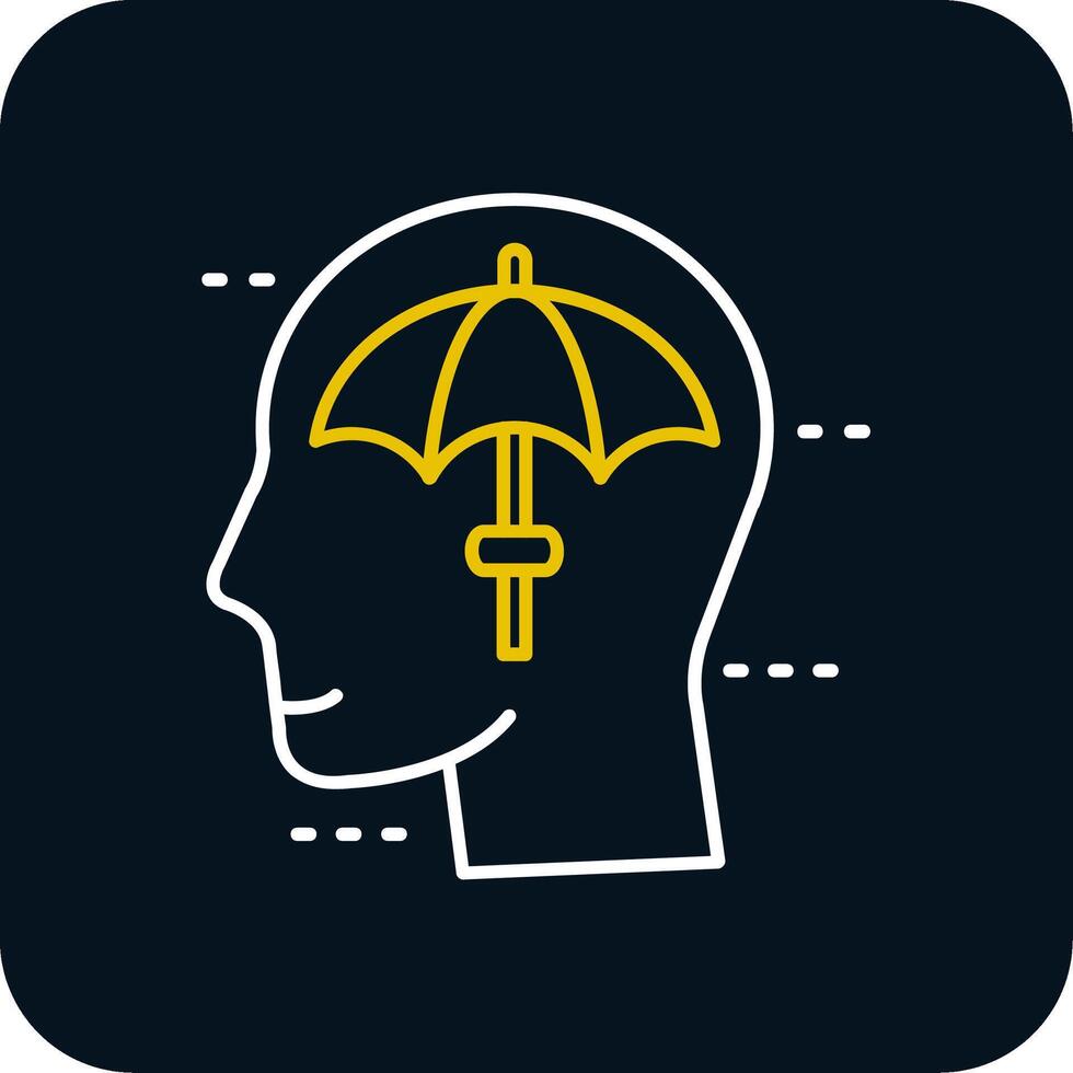 Umbrella Line Yellow White Icon vector