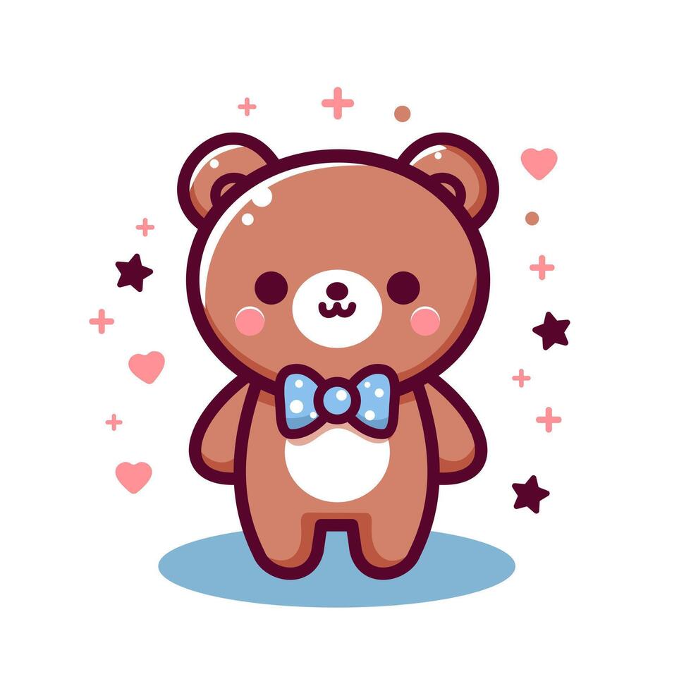 vector oso vistiendo un Corbata kawaii dibujos animados