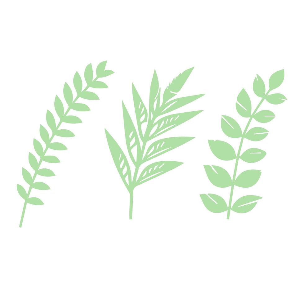twigs with leaves silhouettes Free Vector
