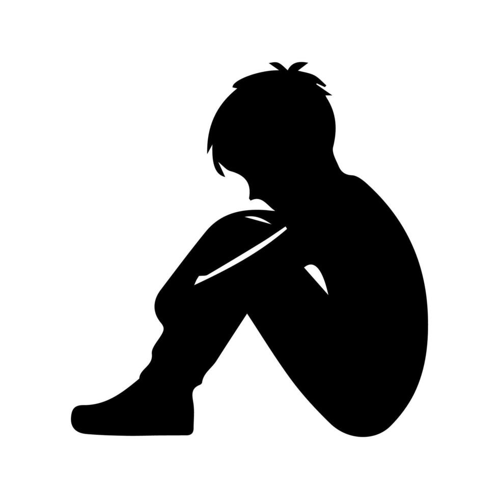 Alone boy sad Silhouette of Very sad man Free Vector